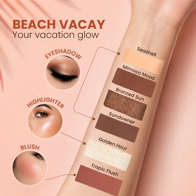 Swiss Beauty Take Me Anywhere Makeup Kit, Beach Vacay 01 | Multi-Use Eyeshadow, Blush & Highlighter Palette | Travel-Friendly Makeup Kit for Women