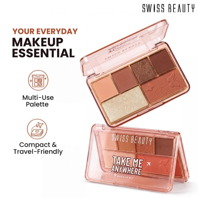 Swiss Beauty Take Me Anywhere Makeup Kit, City Staycay 02 | Multi-Use Eyeshadow, Blush & Highlighter Palette | Travel-Friendly Compact Makeup Kit for Women