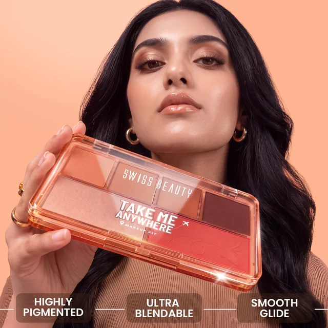 Swiss Beauty Take Me Anywhere Makeup Kit, City Staycay 02 | Multi-Use Eyeshadow, Blush & Highlighter Palette | Travel-Friendly Compact Makeup Kit for Women
