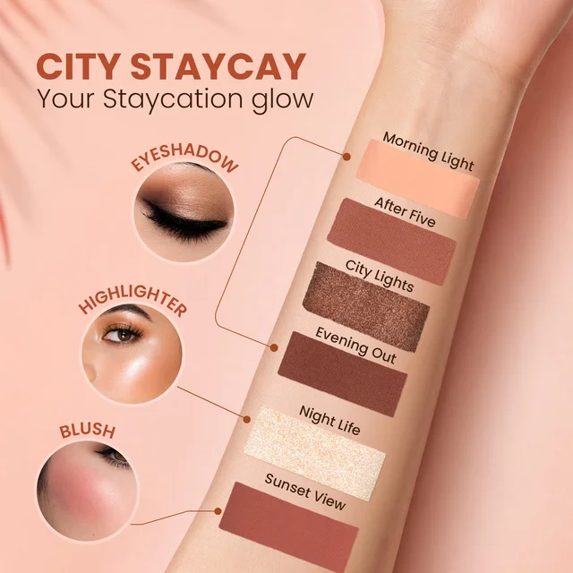 Swiss Beauty Take Me Anywhere Makeup Kit, City Staycay 02 | Multi-Use Eyeshadow, Blush & Highlighter Palette | Travel-Friendly Compact Makeup Kit for Women