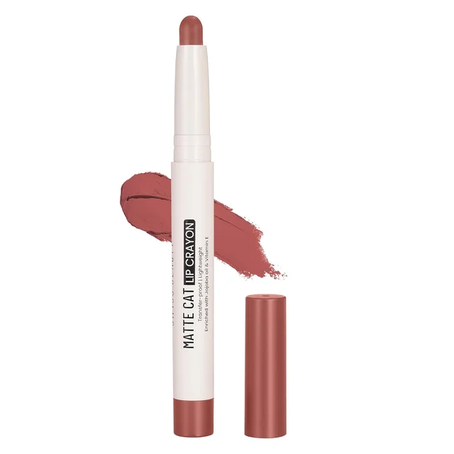 Swiss Beauty Matte Cat Lip Crayon 01 Tangerine Buff with Vitamin E & Jojoba Oil | Highly Pigmented | Matte Finish & 8 Hour Stay | Smudge-proof & waterproof