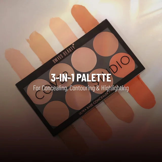 Swiss Beauty Ultra Base Concealer Palette Shade 01| Multi-Use Full Coverage Concealer, Contour & Corrector | Lightweight, Blendable Formula for Flawless, Even-Toned Makeup