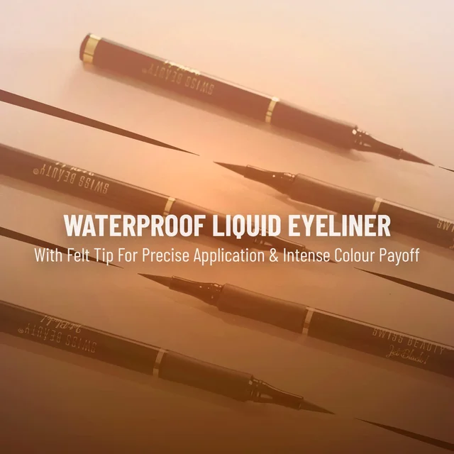 Swiss Beauty Waterproof Bold Felt Tip Pen Eyeliner | Bold, Smudge-Proof Lashes | Quick Drying | Long Lasting | Intense & Precise | For Daily Use | Black, 1.2ml