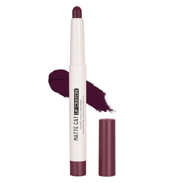Swiss Beauty Matte Cat Lip Crayon 25 Wicked Wine with Vitamin E & Jojoba Oil | Highly Pigmented | Matte Finish & 8 Hour Stay | Smudge-proof & waterproof