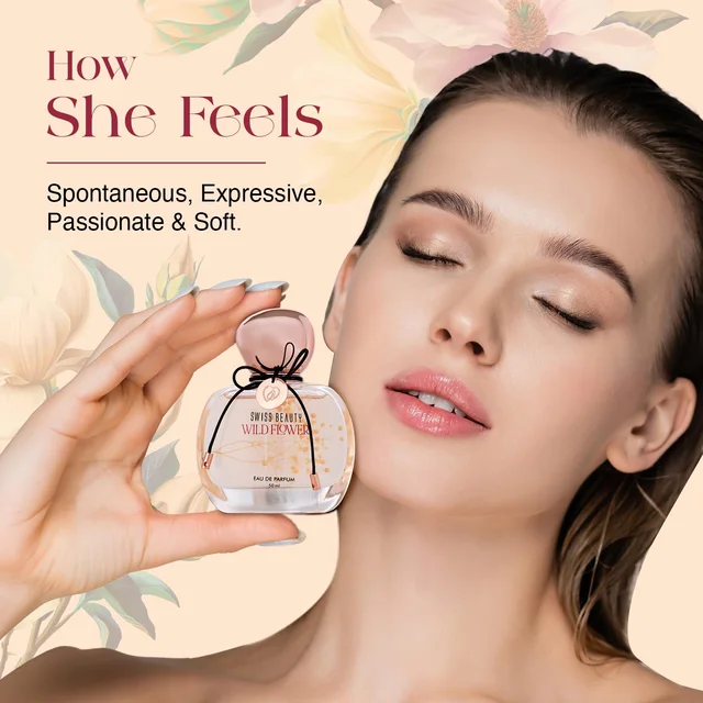 Swiss Beauty Wild Flower Eau De Parfum 50ml| Long-Lasting Fragrance | Perfect for Gifting | Everyday Wear Perfume | Mandarin Top Note | Peony & Rose Heart | Musk Base