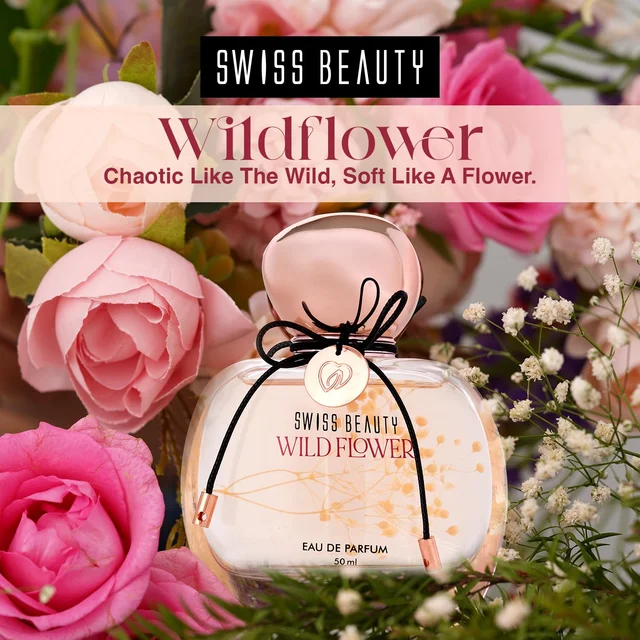 Swiss Beauty Wild Flower Eau De Parfum 50ml| Long-Lasting Fragrance | Perfect for Gifting | Everyday Wear Perfume | Mandarin Top Note | Peony & Rose Heart | Musk Base
