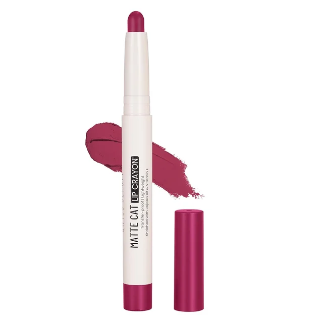 Swiss Beauty Matte Cat Lip Crayon 11 Wild Rose with Vitamin E & Jojoba Oil | Highly Pigmented | Matte Finish & 8 Hour Stay | Smudge-proof & waterproof