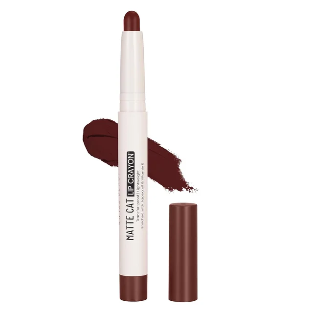 Swiss Beauty Matte Cat Lip Crayon 18 Wine Red with Vitamin E & Jojoba Oil | Highly Pigmented | Matte Finish & 8 Hour Stay | Smudge-proof & waterproof