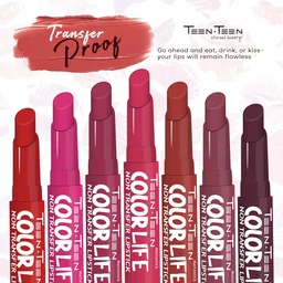 Teen Teen Color Life Nontransferable lipstick 2gm with M16 Ruby Red Shade | Matte Crayon Finish | Long lasting & waterproof | Keep Hydrating & Moisturizing