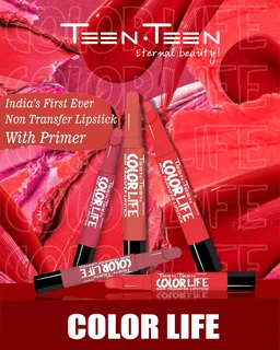 Teen Teen Color Life Nontransferable lipstick 2gm with M16 Ruby Red Shade | Matte Crayon Finish | Long lasting & waterproof | Keep Hydrating & Moisturizing