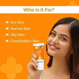 The Derma Co 1% Hyaluronic Long Lasting Sunscreen 50g SPF 50 PA++++ with Hyaluronic Acid & Vitamin E | Broad Spectrum, Water & Sweat Resistant Sun Protection