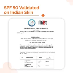 The Derma Co 1% Hyaluronic Sunscreen 50g Oil-Free Matte Gel SPF 50 PA++++ | For Oily & Acne-Prone Skin | No White Cast | Broad Spectrum & Blue Light Protection