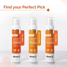 The Derma Co 1% Hyaluronic Sunscreen Hydrating Gel 50g SPF 50 PA++++ | For Dry & Sensitive Skin | No White Cast | UVA/UVB & Blue Light Protection