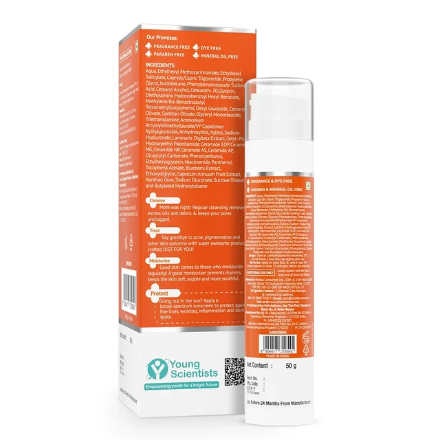 The Derma Co 1% Hyaluronic Sunscreen Hydrating Gel 50g SPF 50 PA++++ | For Dry & Sensitive Skin | No White Cast | UVA/UVB & Blue Light Protection