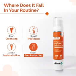 The Derma Co 1% Hyaluronic Sunscreen Hydrating Gel 50g SPF 50 PA++++ | For Dry & Sensitive Skin | No White Cast | UVA/UVB & Blue Light Protection