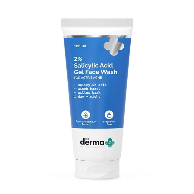 The Derma Co 2% Salicylic Acid Gel Face Wash 100ml | For Oily Skin | With Salicylic Acid & Witch Hazel | Helps Treat Active Acne, Unclog Pores & Control Oil