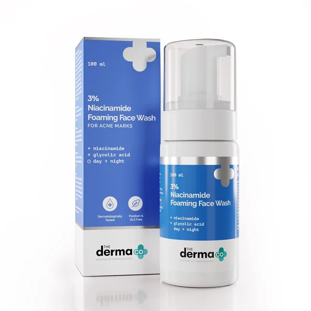 The Derma Co 3% Niacinamide Foaming Face Wash 100ml for Acne Marks | Gentle Foaming Cleanser for Daily Face Care | Helps Cleanse, Refresh & Improve Skin Appearance