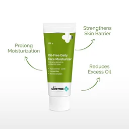The Derma Co Oil-Free Daily Face Moisturizer 100g with Hyaluronic Acid, Ceramides & Multivitamins | Non-Greasy Hydration | Prolonged Moisturization | Skin Barrier Care