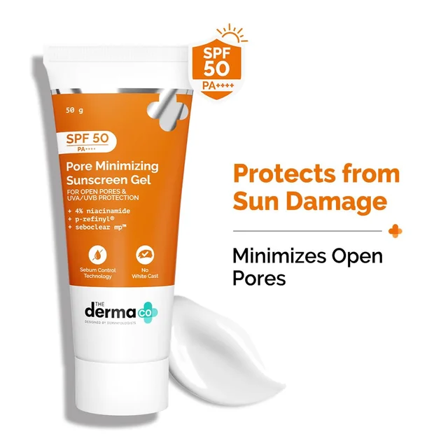 The Derma Co Pore Minimizing Priming Sunscreen 50g SPF 50 PA+++ | For Open Pores | Smooth Priming Texture | Broad Spectrum UVA/UVB Protection | Daily Face Sunscreen