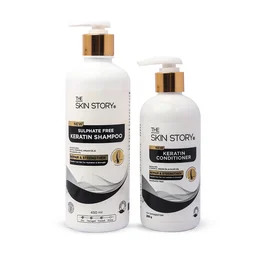 The Skin Story Keratin Shampoo (450ml) & Conditioner (250g) Set | Sulfate-Free Hair Care | Repairs & Nourishes Damaged Hair | Combo Pack