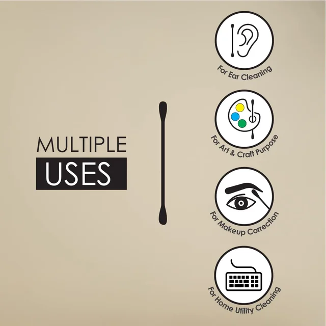 Tulips Eco-Friendly Cotton Ear Buds 200 Sticks (400 Tips) | Biodegradable, Soft & Safe | 100% Pure Cotton | Gentle on Skin | Ideal for Daily Use