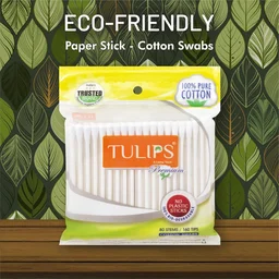 Tulips Premium Cotton Ear Buds 80 Stems / 160 Tips, 4 set| Soft, Hypoallergenic & Gentle for Everyday Use | Ideal for Cleaning & Personal Care