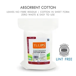 Tulips Soft Absorbent Cotton Wool 100g - 3 pack | Gentle & Disposable Cotton Wool for Makeup Removal, Beauty, Baby & Adult Care | Multi-Purpose Use | Soft & Hygienic
