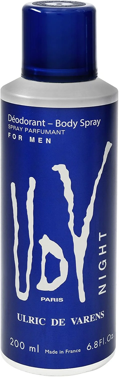 UDV Paris Ulric De Varens Night Deodorant Body Spray 200ml | Long-Lasting Freshness | Elegant Night Fragrance | Refreshing Daily Body Spray for Men & Women