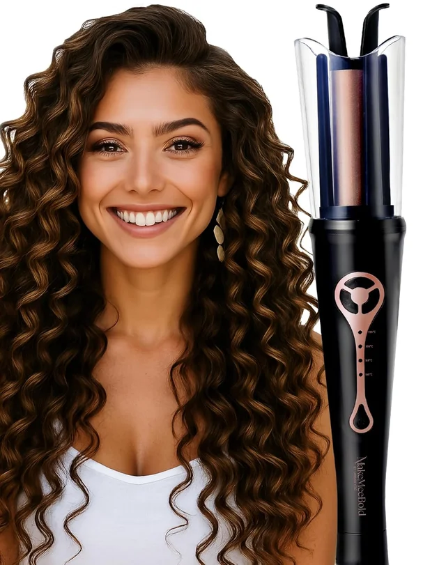Make me Bold Urban Yog MakeMeeBold Automatic Hair Curler with Two-Way Rotation | 4 Heat Settings, Anti-Scald Design | Ceramic Barrel, Fast 10-15 Min Styling | Tangle-Free Curling Iron for Women