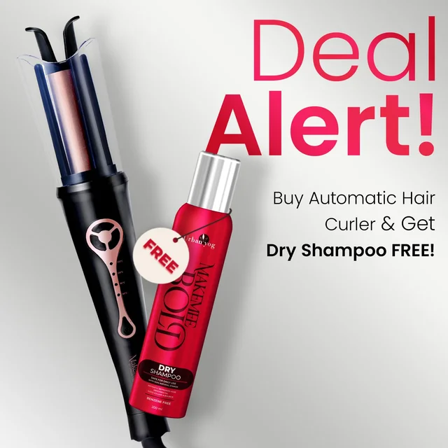 Make me Bold Urban Yog MakeMeeBold Automatic Hair Curler with Two-Way Rotation | 4 Heat Settings, Anti-Scald Design | Ceramic Barrel, Fast 10-15 Min Styling | Tangle-Free Curling Iron for Women