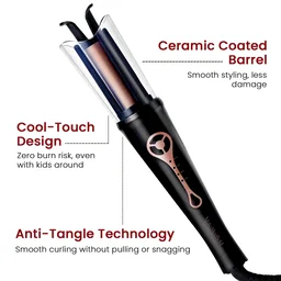 Make me Bold Urban Yog MakeMeeBold Automatic Hair Curler with Two-Way Rotation | 4 Heat Settings, Anti-Scald Design | Ceramic Barrel, Fast 10-15 Min Styling | Tangle-Free Curling Iron for Women