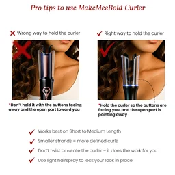 Make me Bold Urban Yog MakeMeeBold Automatic Hair Curler with Two-Way Rotation | 4 Heat Settings, Anti-Scald Design | Ceramic Barrel, Fast 10-15 Min Styling | Tangle-Free Curling Iron for Women
