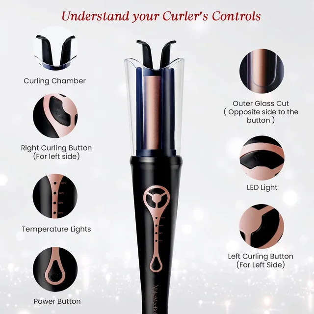 Make me Bold Urban Yog MakeMeeBold Automatic Hair Curler with Two-Way Rotation | 4 Heat Settings, Anti-Scald Design | Ceramic Barrel, Fast 10-15 Min Styling | Tangle-Free Curling Iron for Women