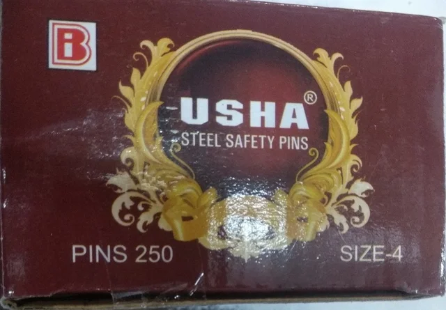 USHA Usha Steel Safety Pin | Strong Stainless Steel Rust-Resistant Pins for Saree, Sewing, Crafts & Daily Clothing Use | Durable Smooth Finish