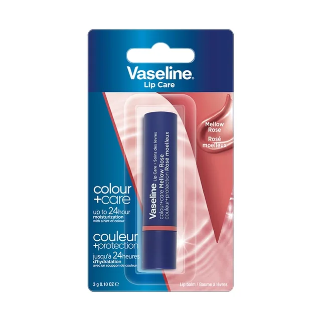 Vaseline Lip Care 3g Colour+Care Mellow Rose Tinted Lip Balm Stick with Manuka Honey | Up to 24Hr* Moisturization | Soft, Smooth & Naturally Rosy-Looking Lips