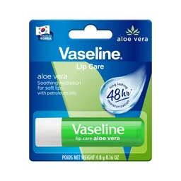 Vaseline Lip Care Aloe Vera Lip Balm Stick 4.8g | Up to 48Hr Moisturization | With Aloe Extract & Petroleum Jelly | Made in South Korea