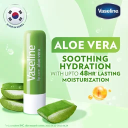 Vaseline Lip Care Aloe Vera Lip Balm Stick 4.8g | Up to 48Hr Moisturization | With Aloe Extract & Petroleum Jelly | Made in South Korea