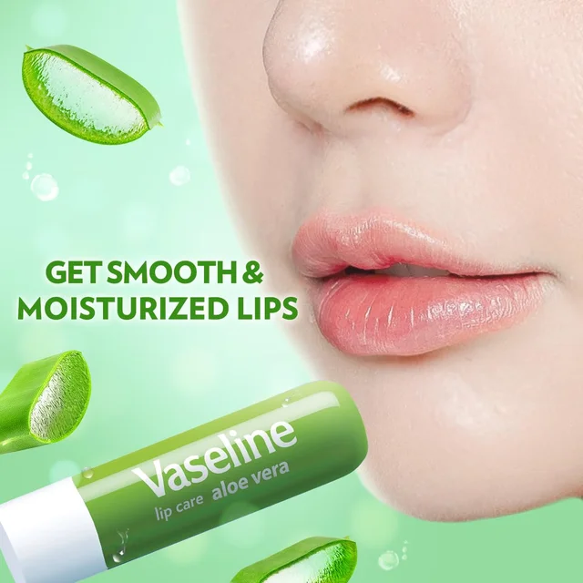 Vaseline Lip Care Aloe Vera Lip Balm Stick 4.8g | Up to 48Hr Moisturization | With Aloe Extract & Petroleum Jelly | Made in South Korea