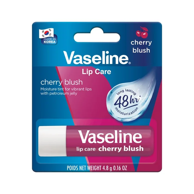 Vaseline Lip Care Cherry Blush Tinted Lip Balm Stick 4.8g | Up to 48Hr Moisturization | With Petroleum Jelly & Vitamin E | Made in South Korea