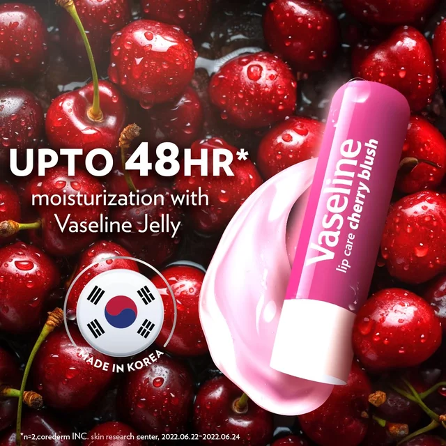 Vaseline Lip Care Cherry Blush Tinted Lip Balm Stick 4.8g | Up to 48Hr Moisturization | With Petroleum Jelly & Vitamin E | Made in South Korea
