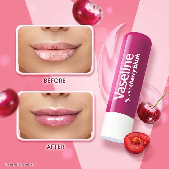 Vaseline Lip Care Cherry Blush Tinted Lip Balm Stick 4.8g | Up to 48Hr Moisturization | With Petroleum Jelly & Vitamin E | Made in South Korea