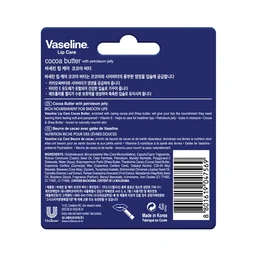 Vaseline Lip Care Cocoa Butter Lip Balm Stick 4.8g | Up to 48Hr Moisturization | With Cocoa & Shea Butter | Made in South Korea | Daily Lip Care for Soft, Smooth Lips