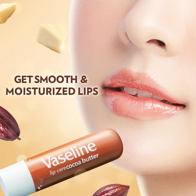 Vaseline Lip Care Cocoa Butter Lip Balm Stick 4.8g | Up to 48Hr Moisturization | With Cocoa & Shea Butter | Made in South Korea | Daily Lip Care for Soft, Smooth Lips