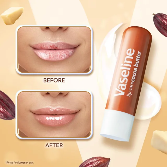 Vaseline Lip Care Cocoa Butter Lip Balm Stick 4.8g | Up to 48Hr Moisturization | With Cocoa & Shea Butter | Made in South Korea | Daily Lip Care for Soft, Smooth Lips