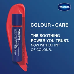 Vaseline Lip Care Colour+Care Kissing Red Tinted Lip Balm Stick 3g with Manuka Honey | Up to 24Hr* Moisturization | Soft, Smooth & Red-Tinted Lips