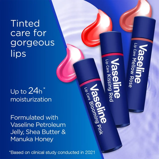 Vaseline Lip Care 3g Colour+Care Mellow Rose Tinted Lip Balm Stick with Manuka Honey | Up to 24Hr* Moisturization | Soft, Smooth & Naturally Rosy-Looking Lips