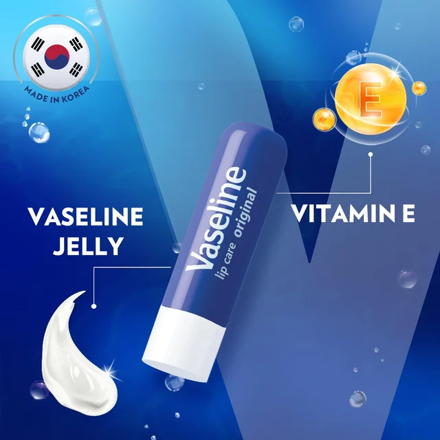 Vaseline Lip Care Original Lip Balm Stick 4.8g with Petroleum Jelly & Vitamin E | Up to 48Hr Moisturization | Helps Keep Lips Soft, Smooth & Hydrated