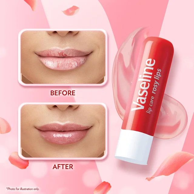 Vaseline Lip Care Rosy Lips Tinted Lip Balm Stick 4.8g | Up to 48Hr Moisturization | With Almond Oil & Rose Extract | Made in South Korea