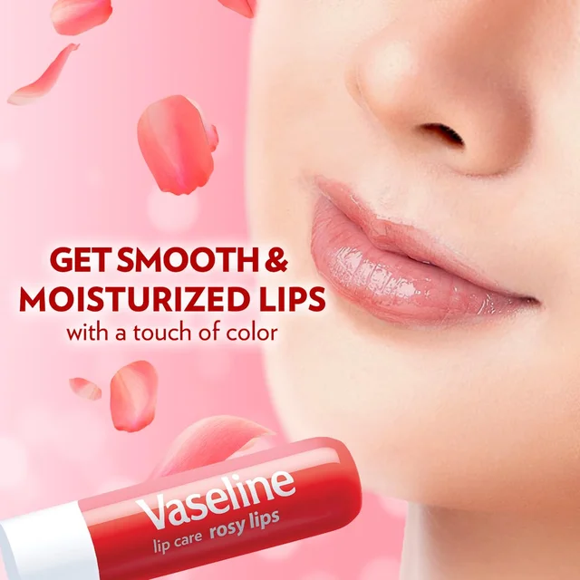 Vaseline Lip Care Rosy Lips Tinted Lip Balm Stick 4.8g | Up to 48Hr Moisturization | With Almond Oil & Rose Extract | Made in South Korea