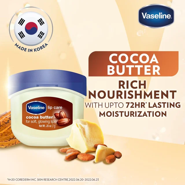Vaseline Lip Therapy Cocoa Butter Lip Balm 7g | Nourishing Balm for Soft, Glowing Lips | 72Hr Moisturization | Cocoa Butter Fragrance